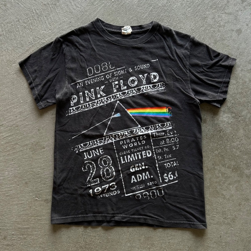 Vintage Pink Floyd Shirt Size Small Black 2011 Dark Side Of The Moon Ticket Band